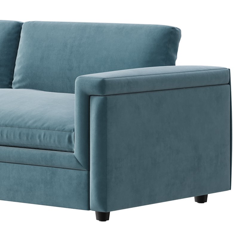 CEVA LIGHT BLUE PERFORMANCE VELVET SLEEPER SOFA - Image 4