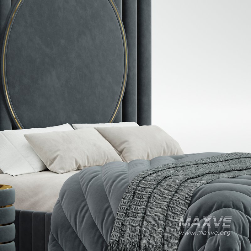 High End Velvet Modern Bed - Image 3