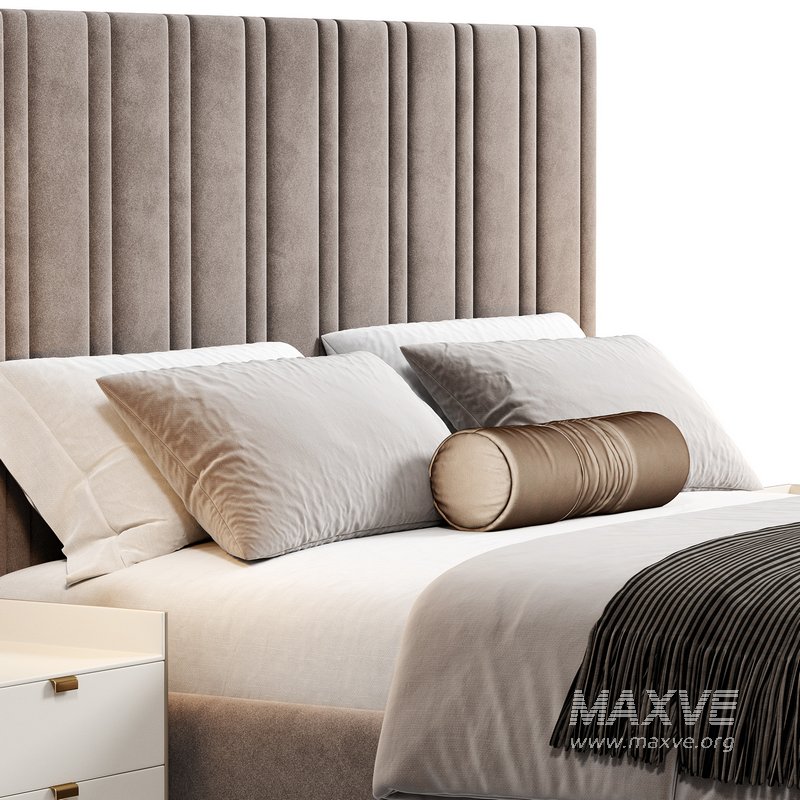 Isabella Wide Headboard Panel Stripe Bed - Image 4