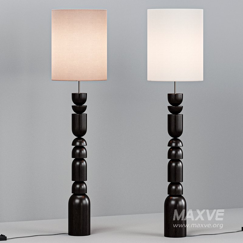 Aska charred wood and natural linen floor lamp - Image 3