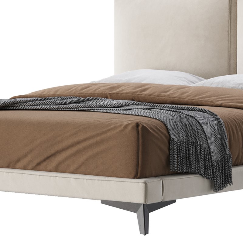 Clara White Suede Fabric Modern Bed - Image 4