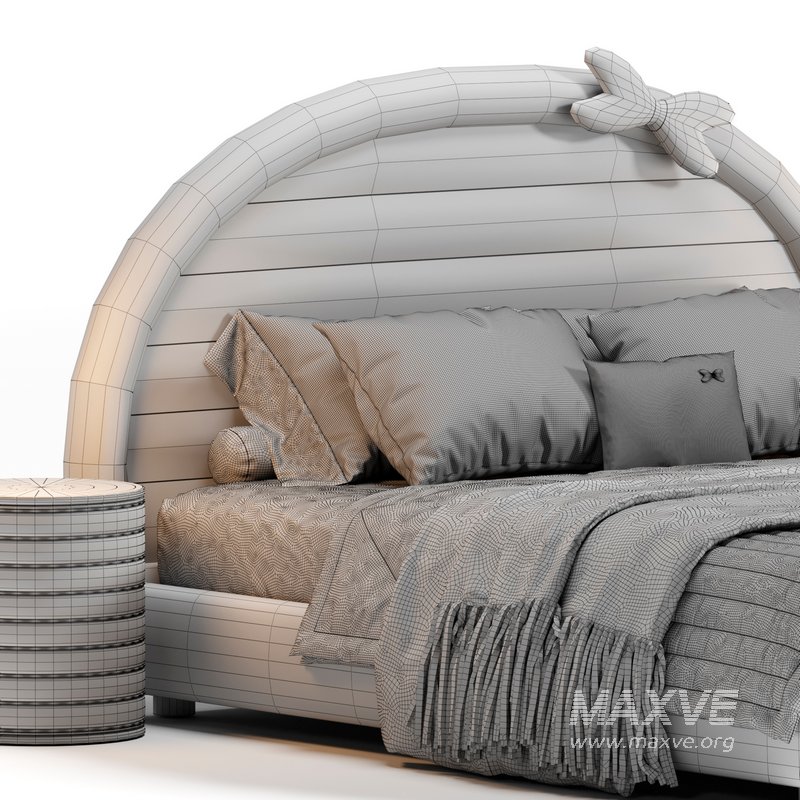 White Upholstered Panel Bed with Headboard Included - Image 4