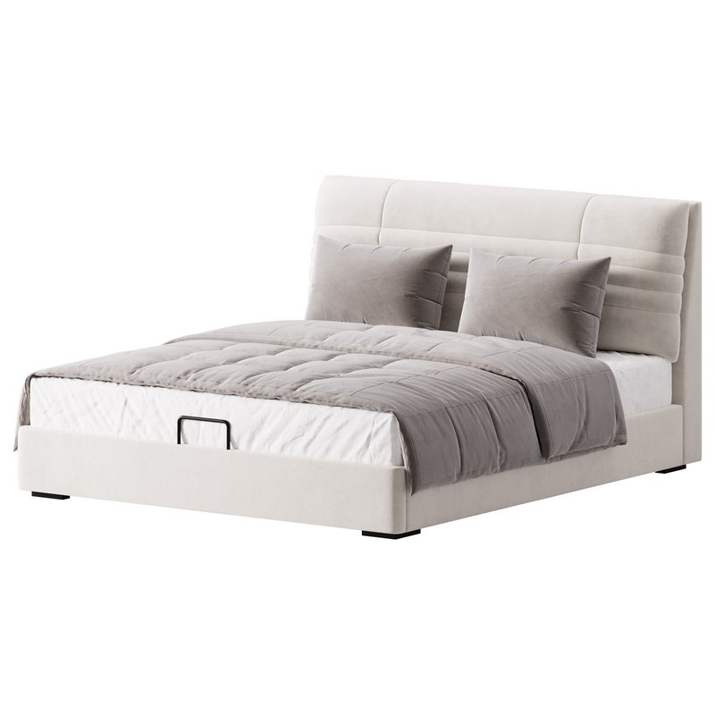 Beige Upholstered Modern Headboard - Image 3