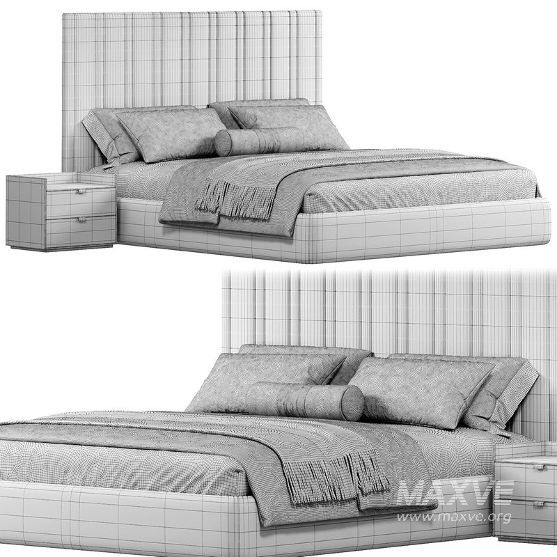 Isabella Wide Headboard Panel Stripe Bed - Image 3