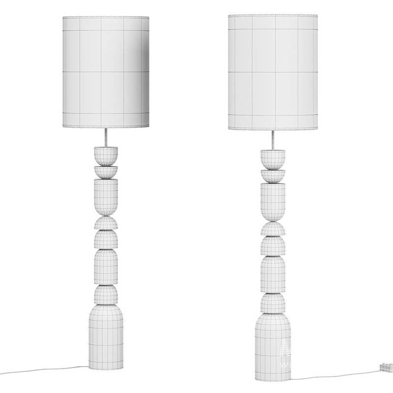 Aska charred wood and natural linen floor lamp - Image 4