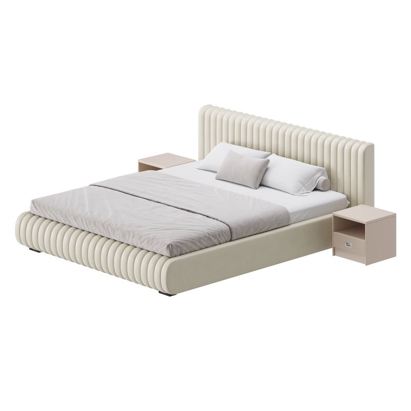 Contemporary Fabric Solid Color Standard Bed I - Image 5