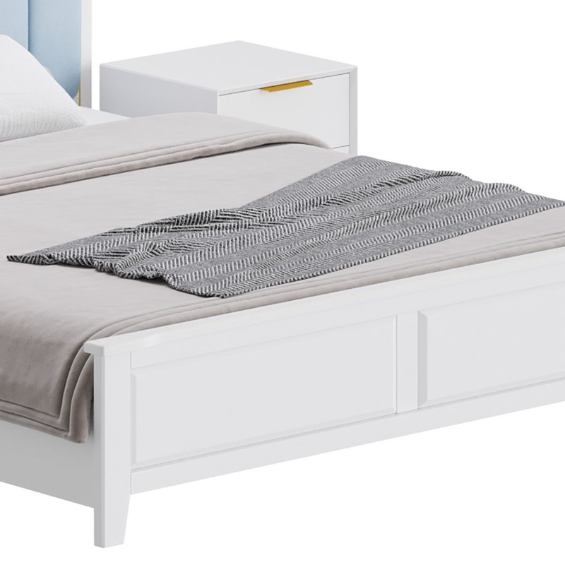 Blue Wood Upholstered Headboard Bed - Image 5