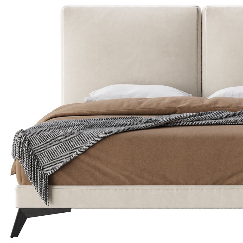 Clara White Suede Fabric Modern Bed - Image 6