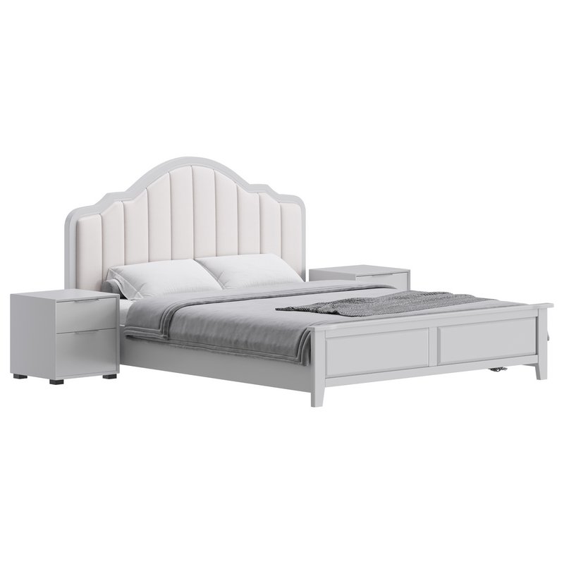 Blue Wood Upholstered Headboard Bed - Image 7