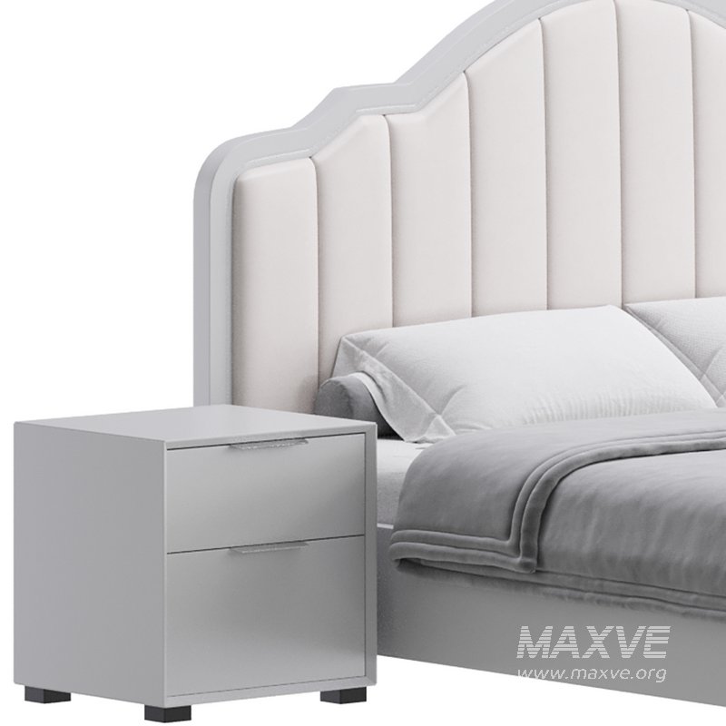 Blue Wood Upholstered Headboard Bed - Image 8