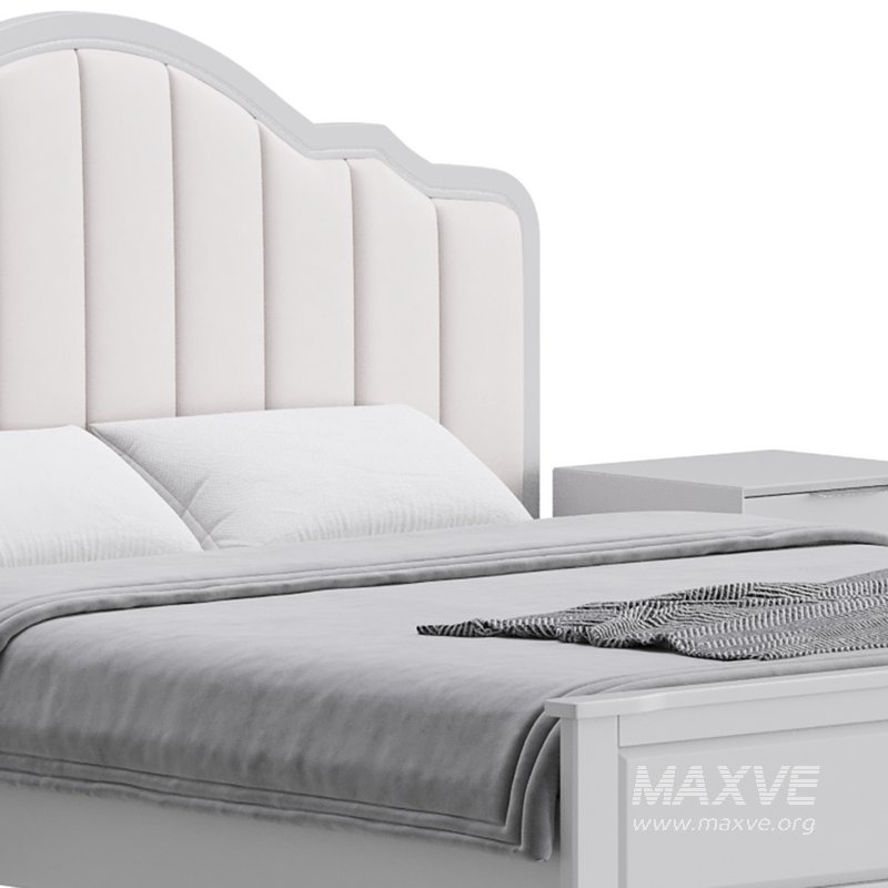 Blue Wood Upholstered Headboard Bed - Image 9