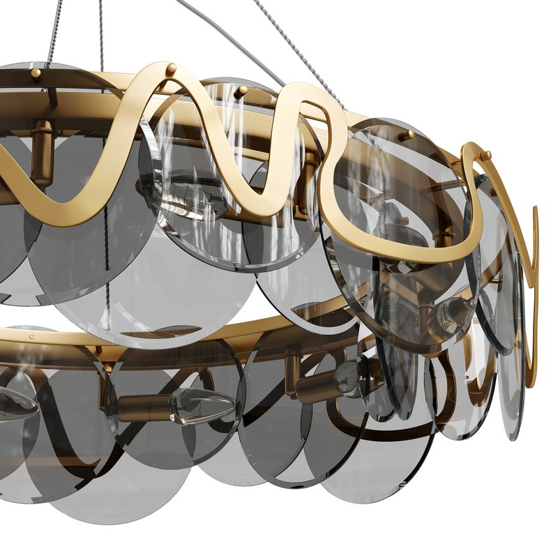 Postmodern 8 Light Smokey Gray Glass Chandelier with Adjustable Cables - Image 2