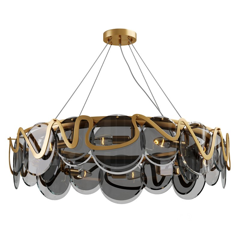 Postmodern 8 Light Smokey Gray Glass Chandelier with Adjustable Cables - Image 1