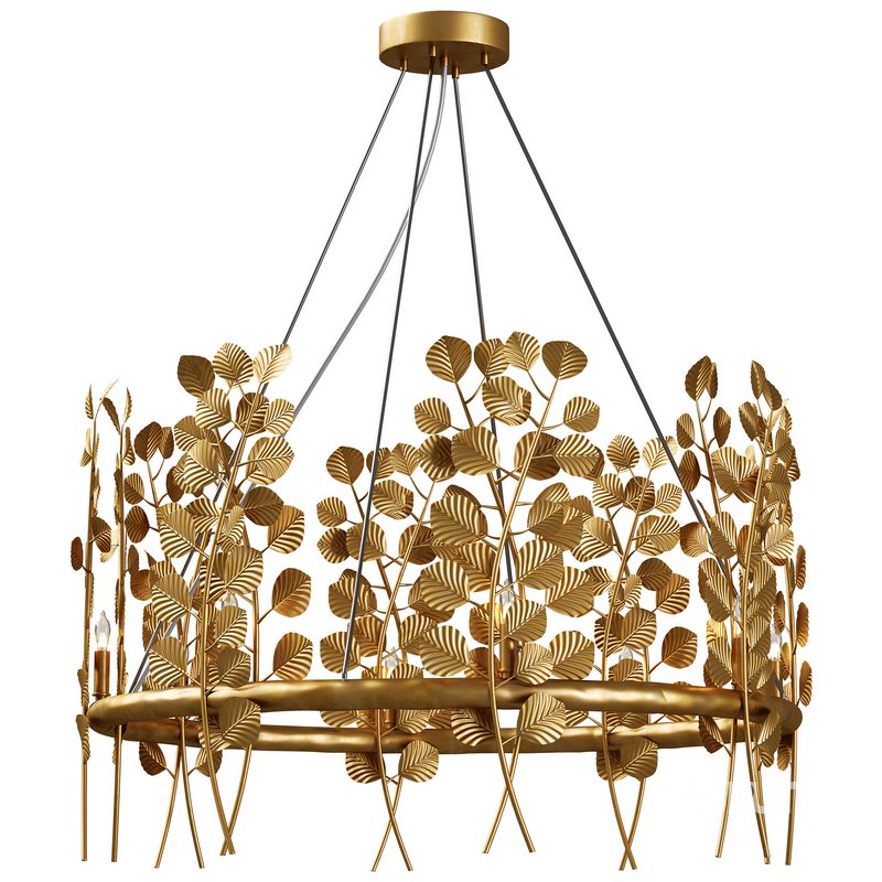 Golden Eucalyptus Round Chandelier - Image 1