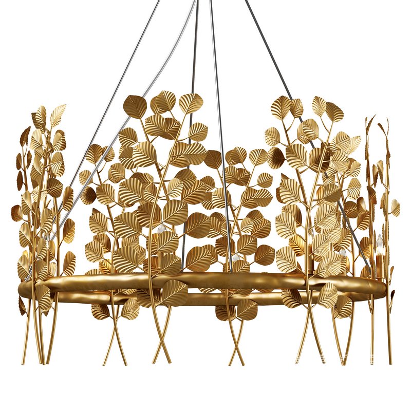 Golden Eucalyptus Round Chandelier - Image 2