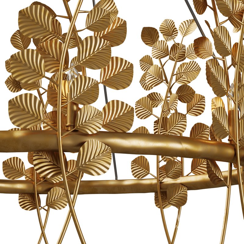 Golden Eucalyptus Round Chandelier - Image 3