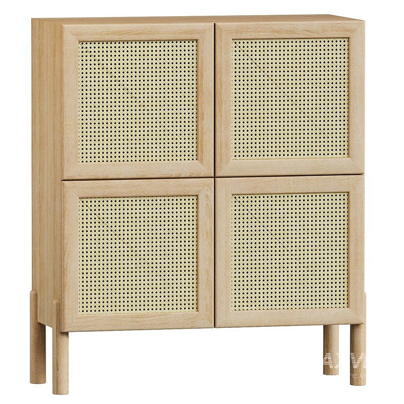 Eichenholz-Highboard Jolie mit Wiener Geflecht - Image 1