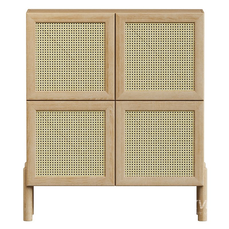 Eichenholz-Highboard Jolie mit Wiener Geflecht - Image 2