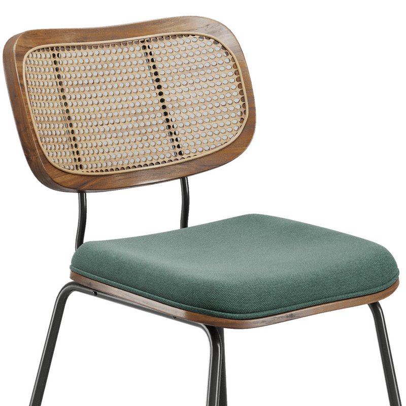 Sirine Linen Side Chair with Rattan Back - Image 3