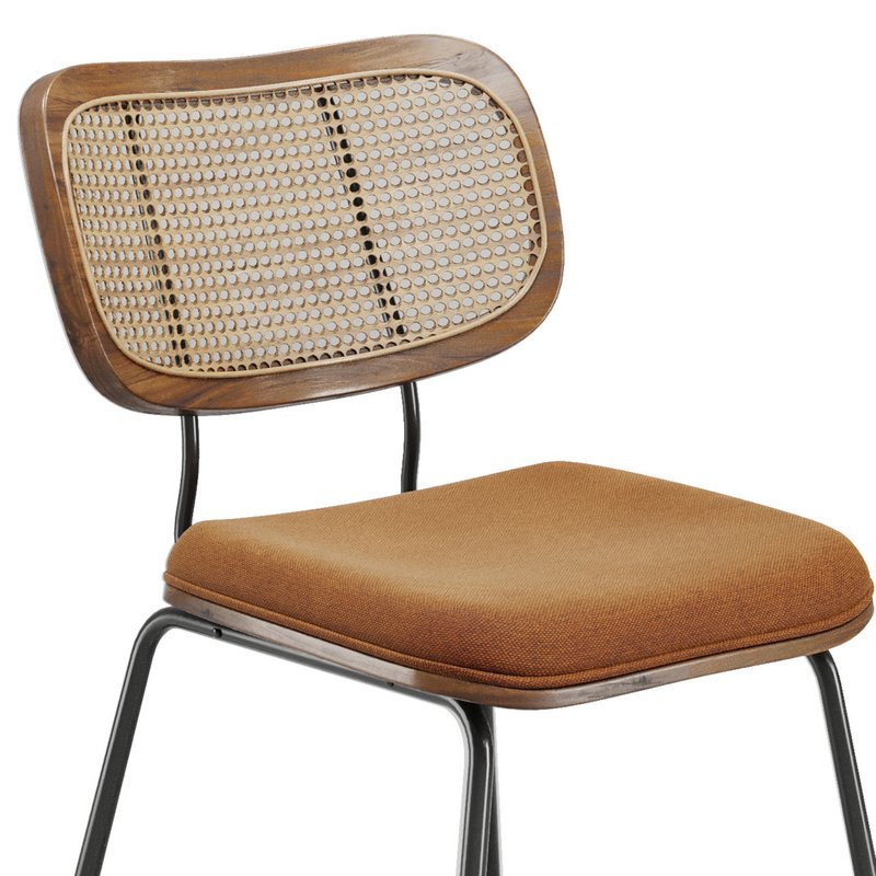 Sirine Linen Side Chair with Rattan Back - Image 4