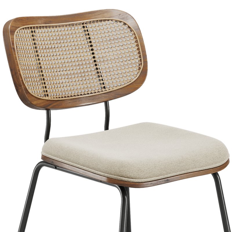Sirine Linen Side Chair with Rattan Back - Image 6