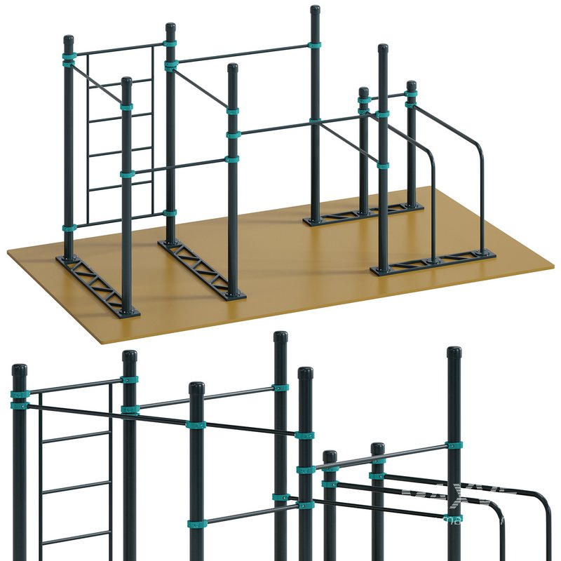 Swedish wall 5 horizontal bars 4 extended length curved double bars Kugaruk by Kenguru - Image 2