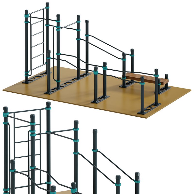 Lifting handrail wall bars 3 horizontal bars and vertical handrails for wheelchair users by Kenguru - Image 1