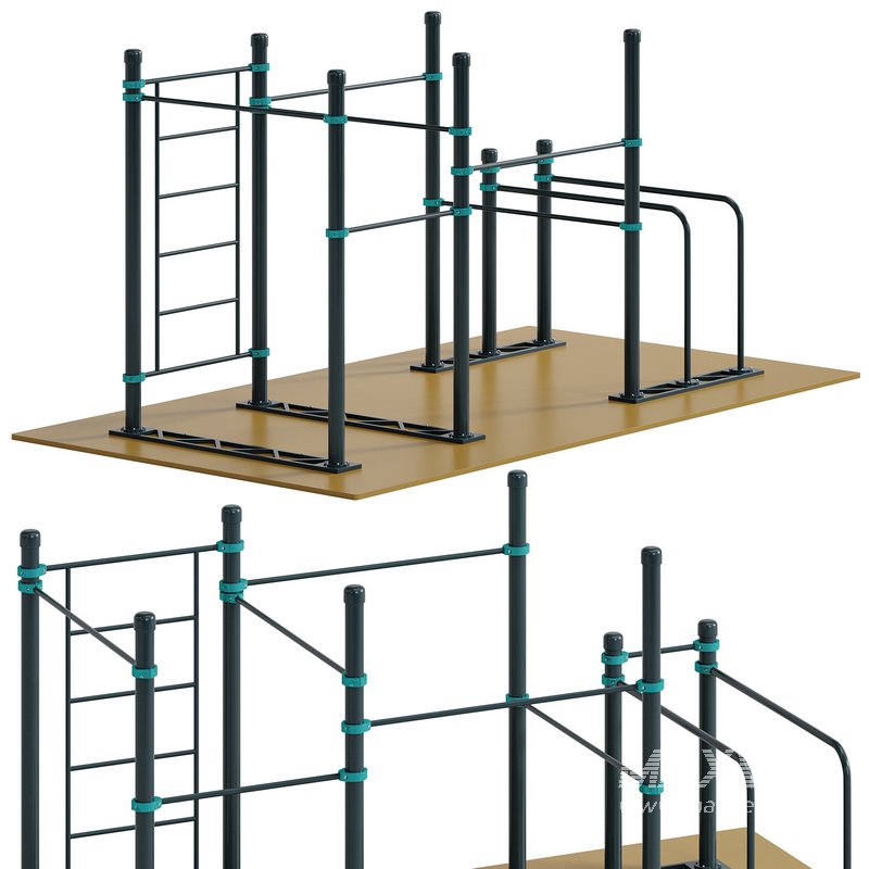 Swedish wall 5 horizontal bars 4 extended length curved double bars Kugaruk by Kenguru - Image 3