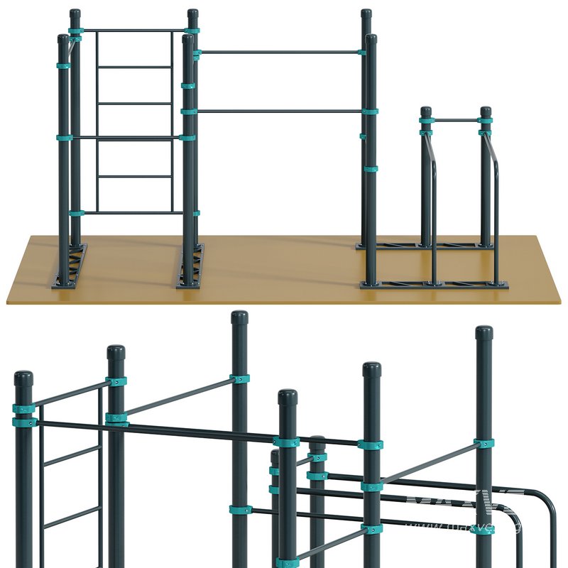 Swedish wall 5 horizontal bars 4 extended length curved double bars Kugaruk by Kenguru - Image 1