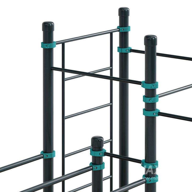 Swedish wall 6 horizontal bars 2 extended lengths curved double bars Vorgashor by Kenguru - Image 4