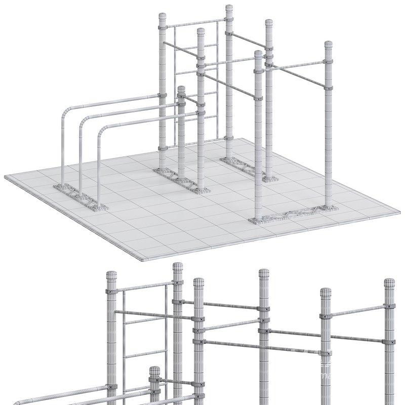 Swedish wall 6 horizontal bars 2 extended lengths curved double bars Vorgashor by Kenguru - Image 5