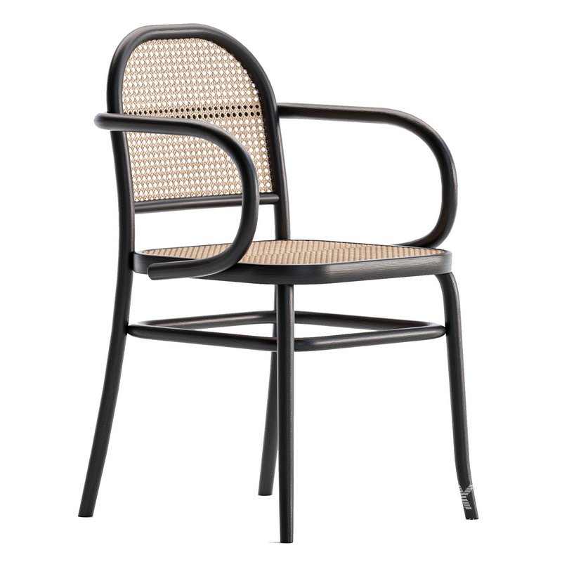 HOFFMAN BLACK OAK RATTAN DINING CHAIR - Image 1