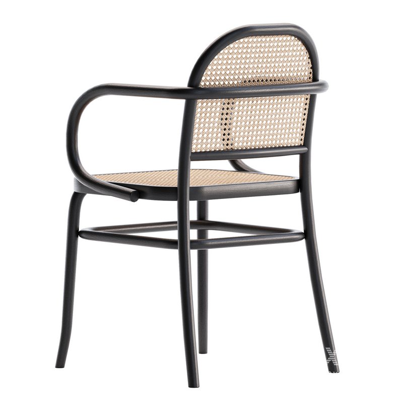HOFFMAN BLACK OAK RATTAN DINING CHAIR - Image 2