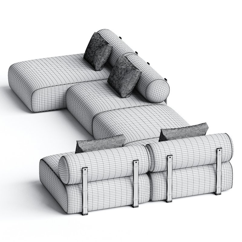 Contemporary Modular System Black Steel Water Repellent Velvet - Image 3