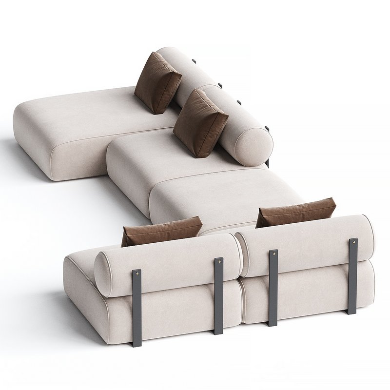 Contemporary Modular System Black Steel Water Repellent Velvet - Image 2