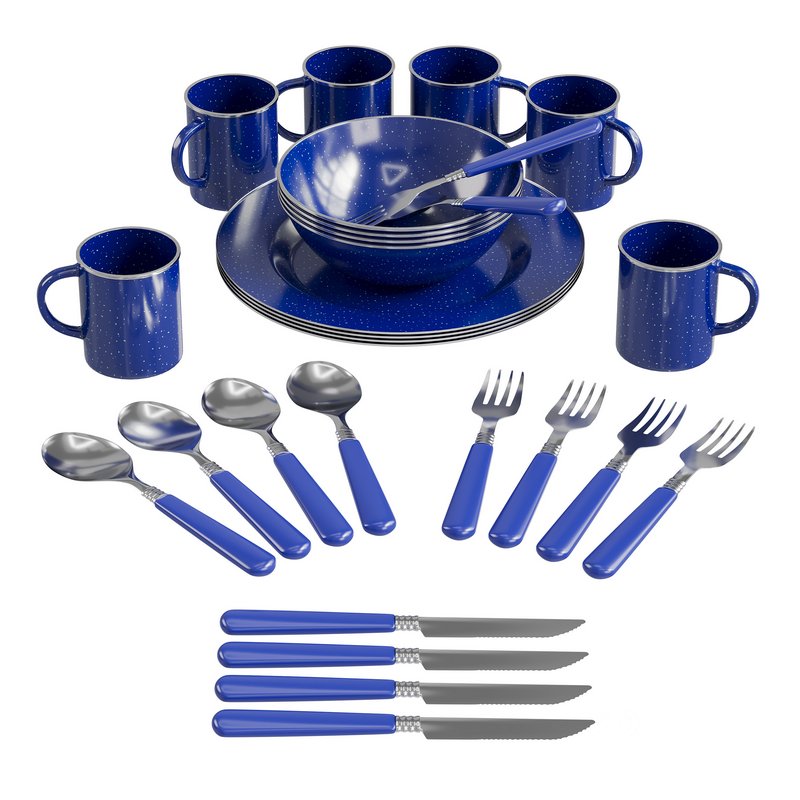 Stansport 24 piece Enamel Camping Tableware Set - Image 1