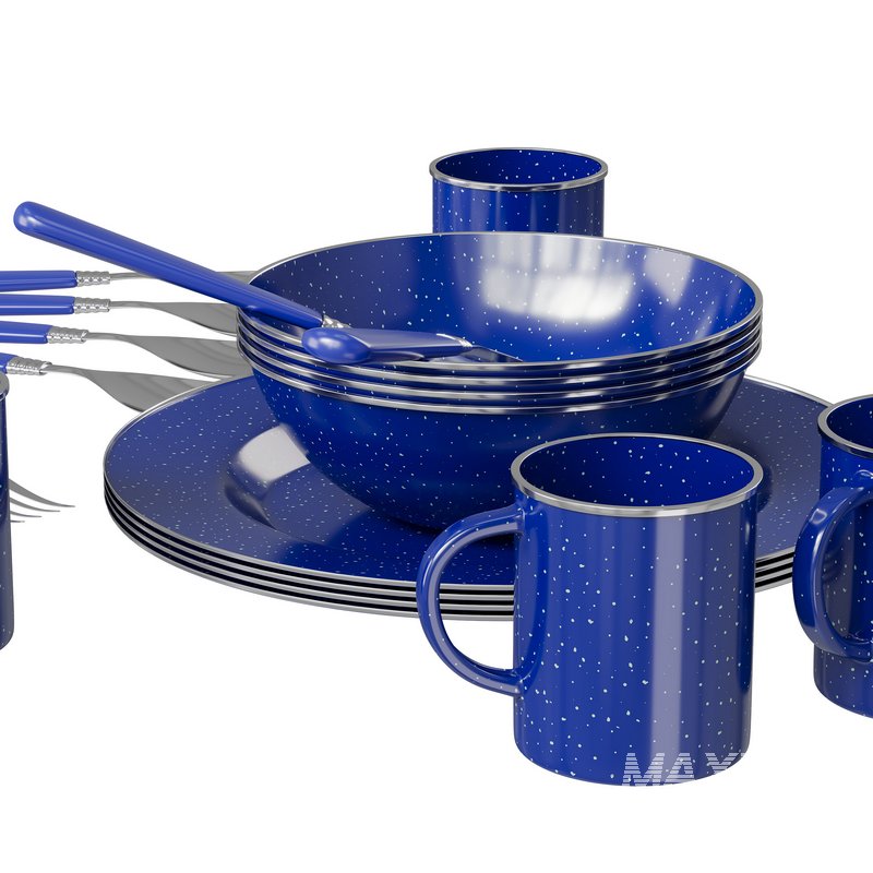Stansport 24 piece Enamel Camping Tableware Set - Image 2