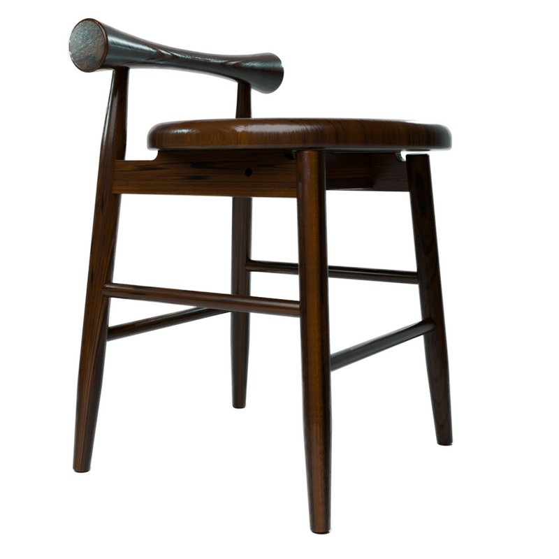 Wooden stool 3D print model - Image 3