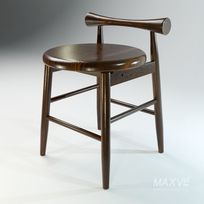 Wooden stool 3D print model - Image 1