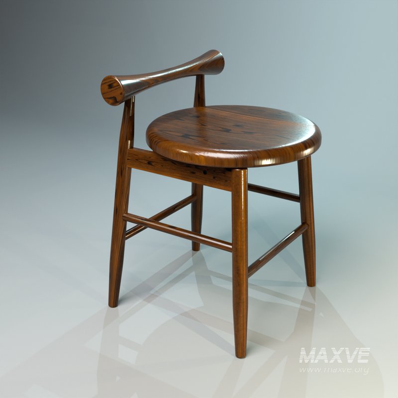 Wooden stool 3D print model - Image 5