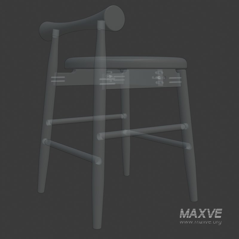 Wooden stool 3D print model - Image 6