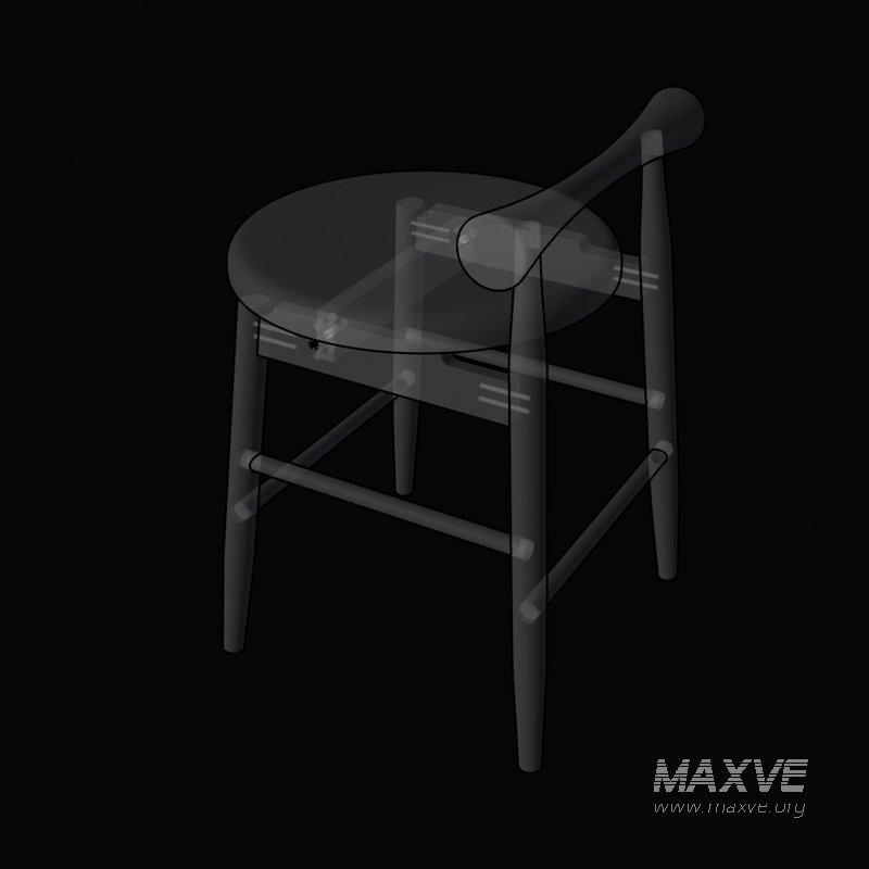 Wooden stool 3D print model - Image 7