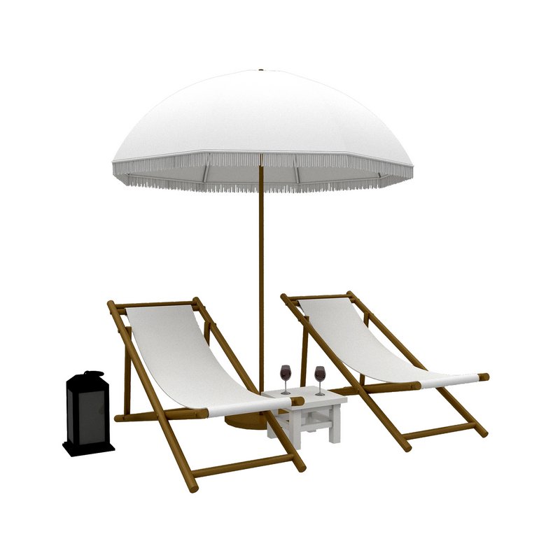 3D bohemian sunbed and umbrella model - Image 4