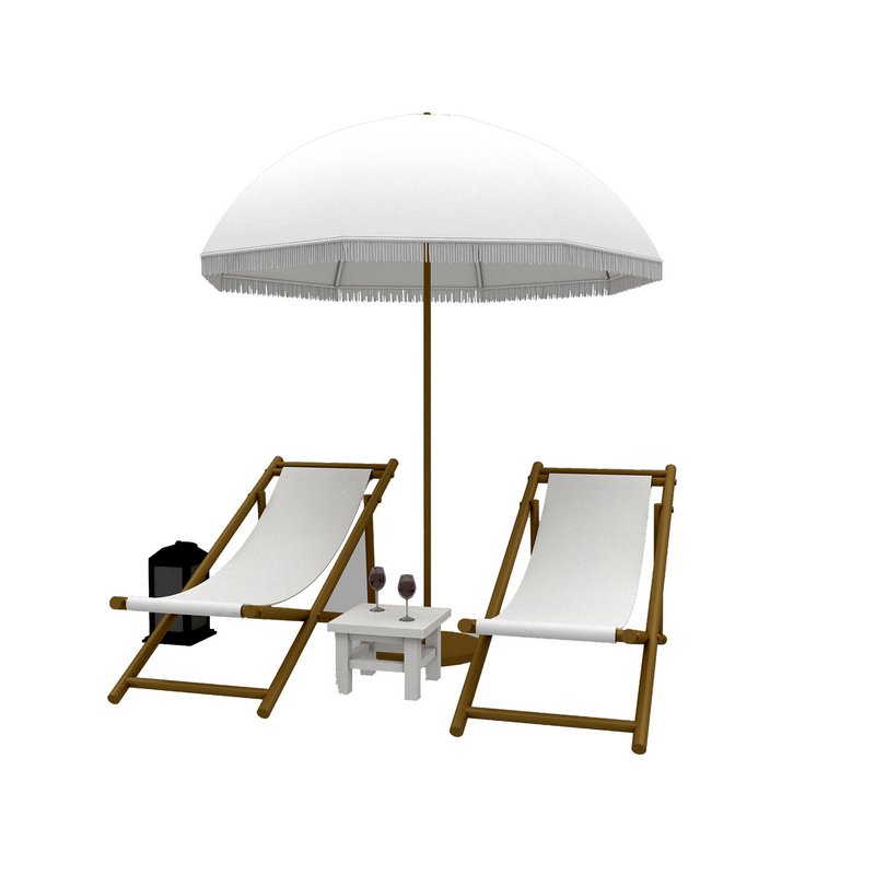 3D bohemian sunbed and umbrella model - Image 1