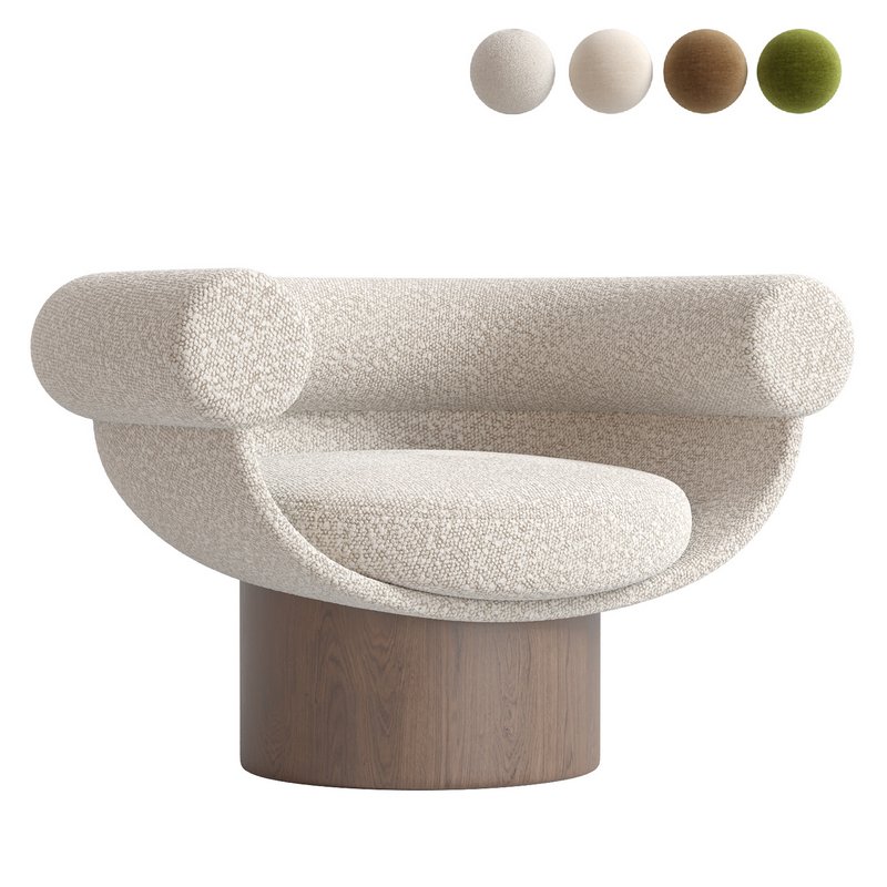 Armchair Bowl Wood Optio, Total Fabric Option - Image 1
