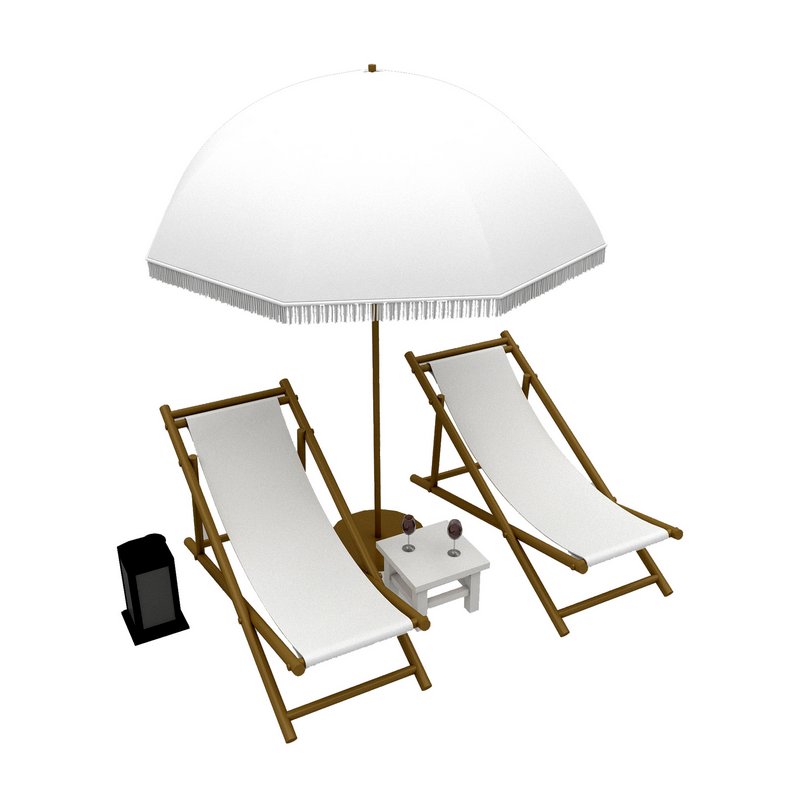 3D bohemian sunbed and umbrella model - Image 2