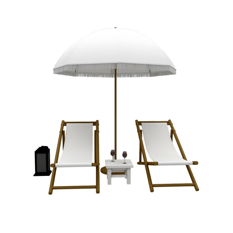 3D bohemian sunbed and umbrella model - Image 3