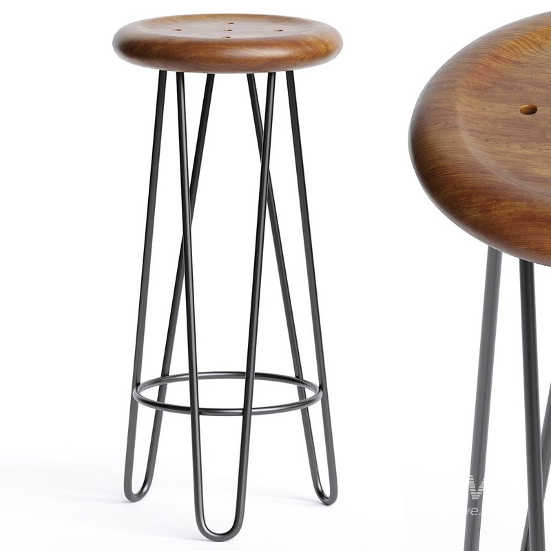 Teak Frisbee Bar Stool - Image 1