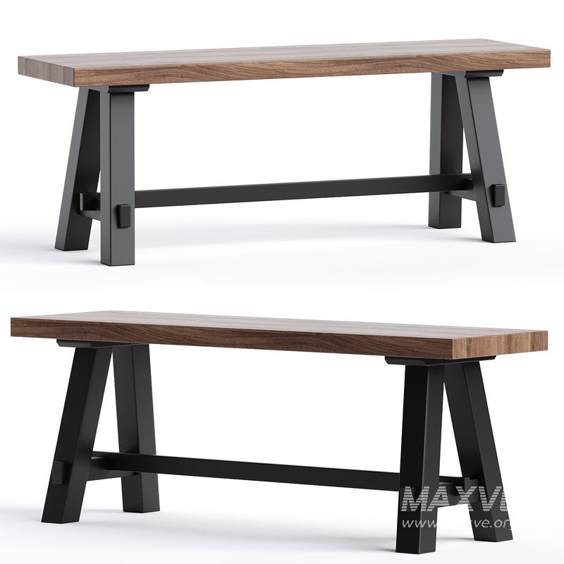 Elyon 48 Wide Rustic industrial Solid Wood Bench - Image 1