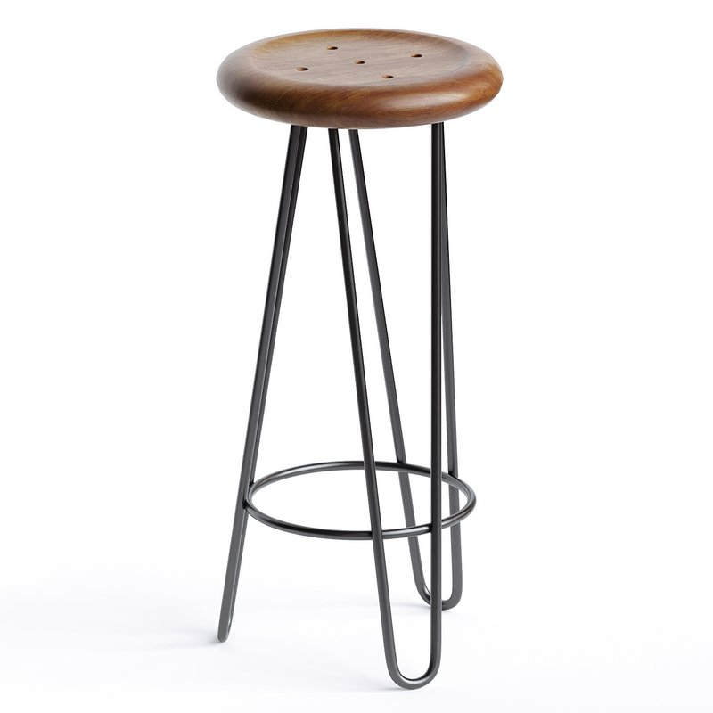 Teak Frisbee Bar Stool - Image 2